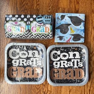 Congrats Grad Party Supplies Set - Black and Brown